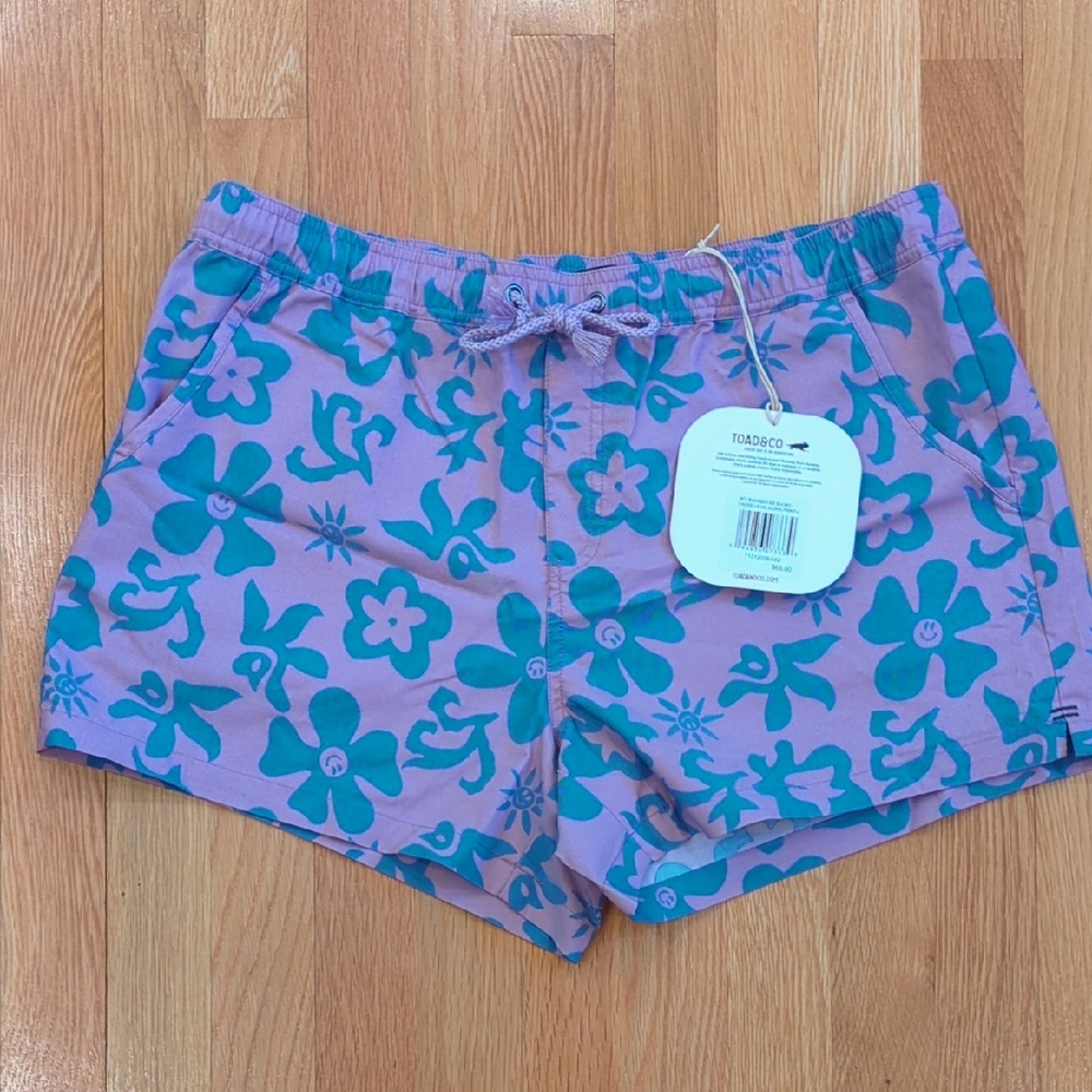 Toad&Co Women Boundless Purple Shorts with Hawaiian Boho Granola Large